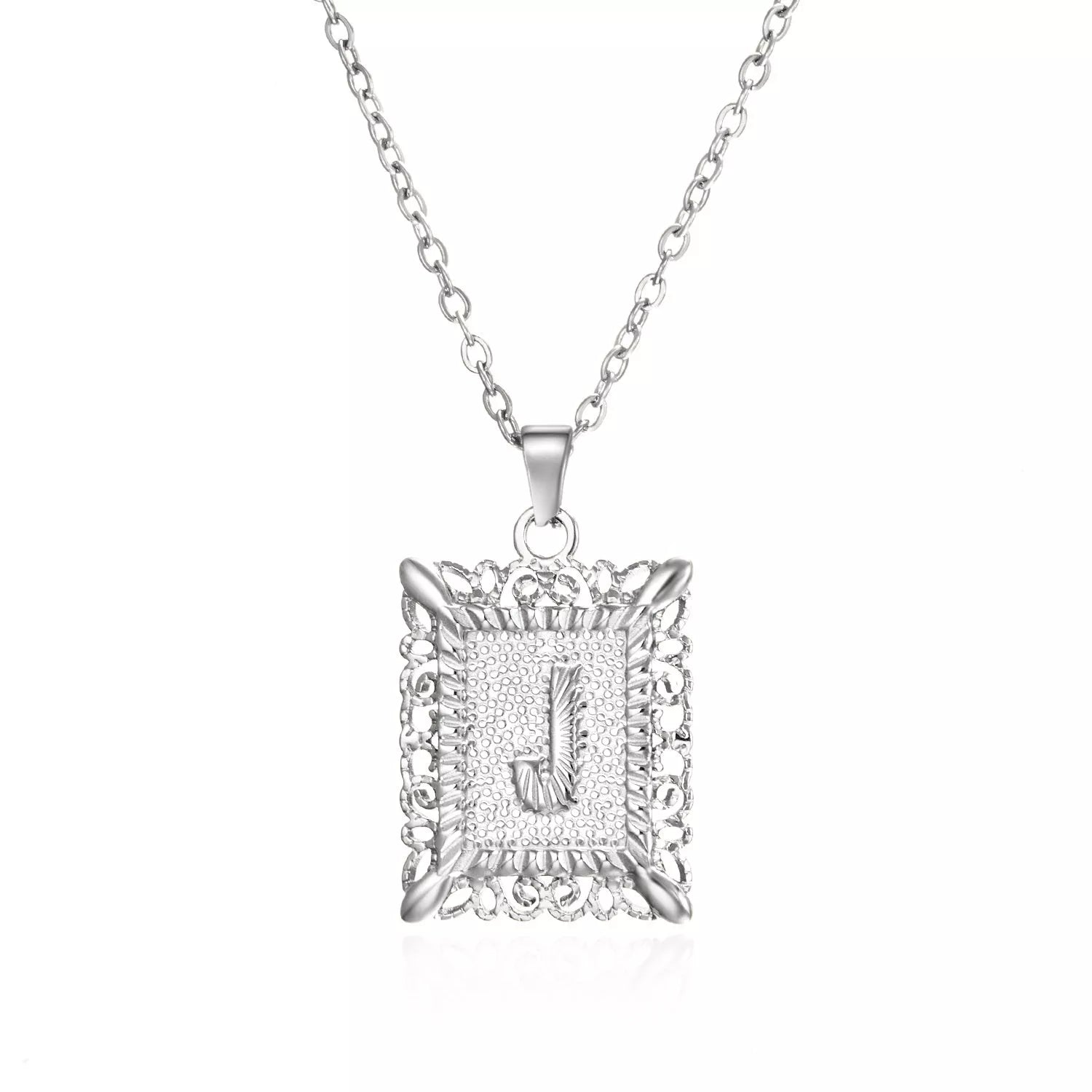 Personalized initial letter necklace in gold or steel, featuring any letter from A to Z