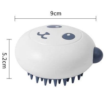 Panda-shaped silicone pet shower brush for cat and dog bathing with soft bristles
