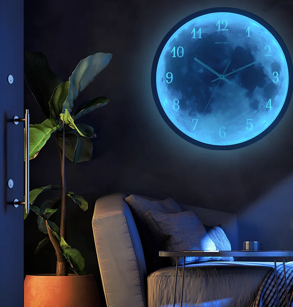 12-inch sound control luminous wall clock with LED illumination and multiple metal frame colour options