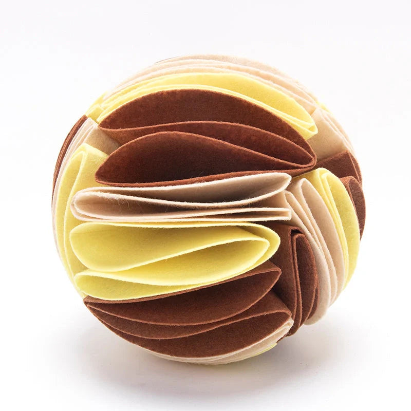 Foldable Dog Snuffle Ball Training Toy in various colors and sizes