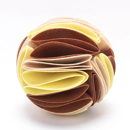 Foldable Dog Snuffle Ball Training Toy in various colors and sizes