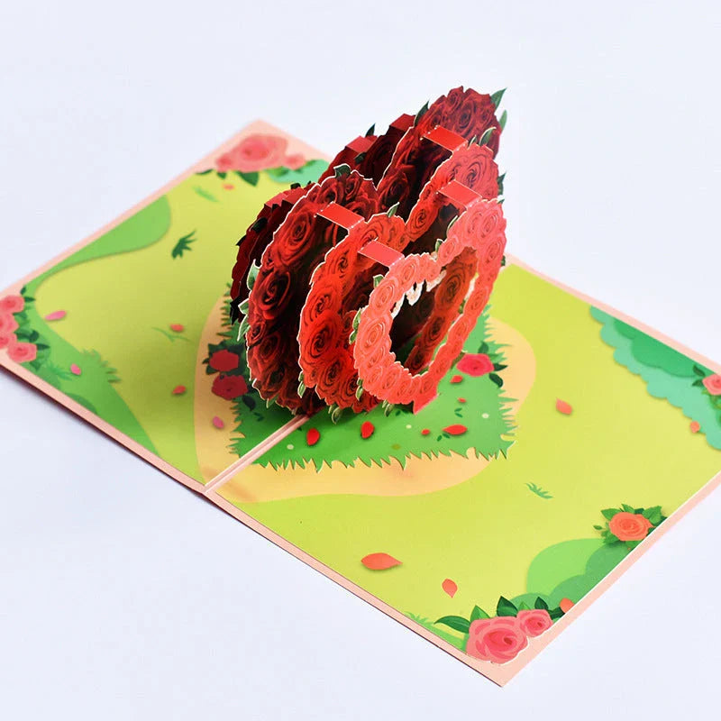 Personalized 3D pop-up greeting cards featuring stunning floral designs and intricate 3D elements