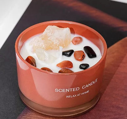 Handmade soy wax aromatherapy candle in gray blue, 7.4 × 4.9cm