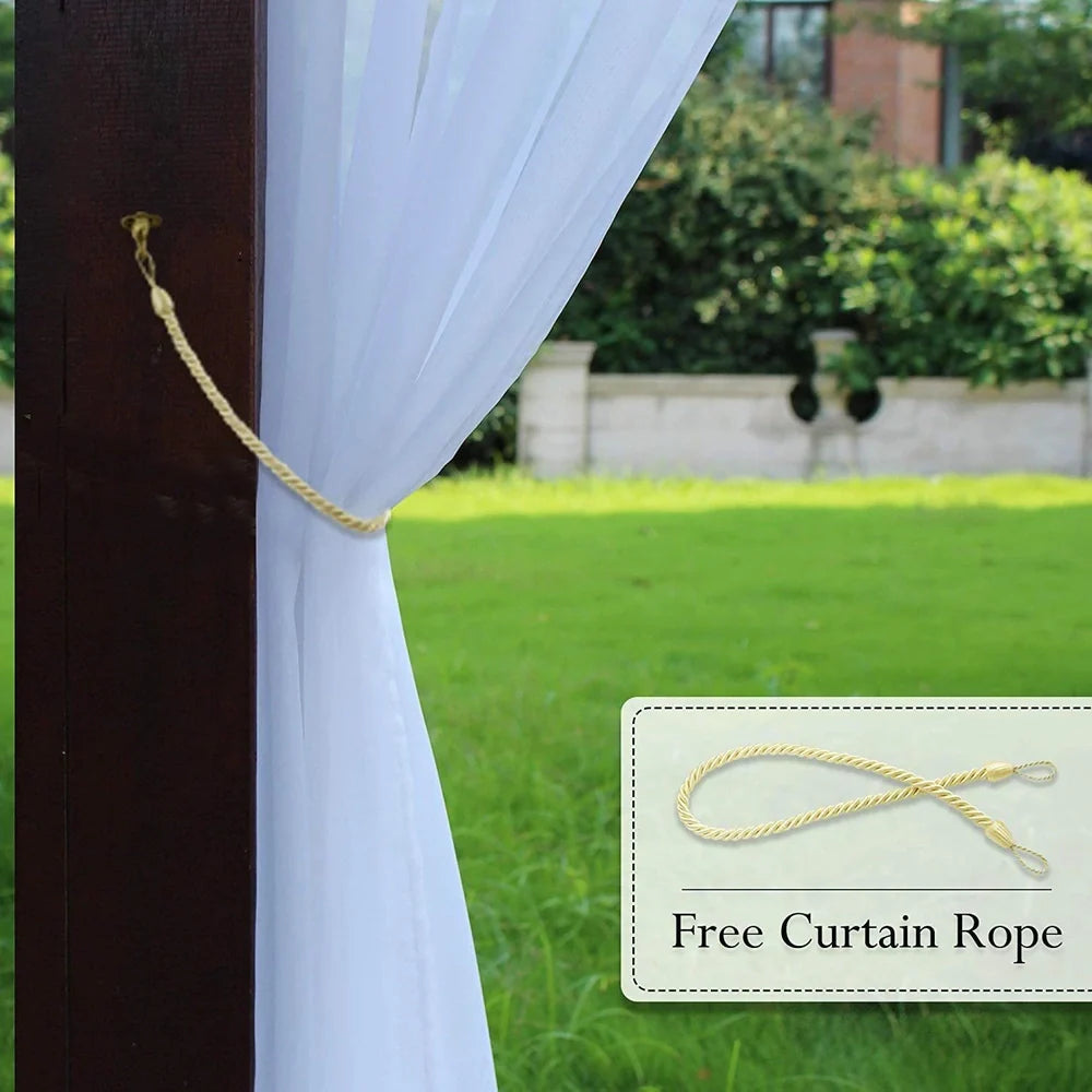 White opaque waterproof outdoor curtain measuring 132cm × 213cm for balcony privacy and sun protection