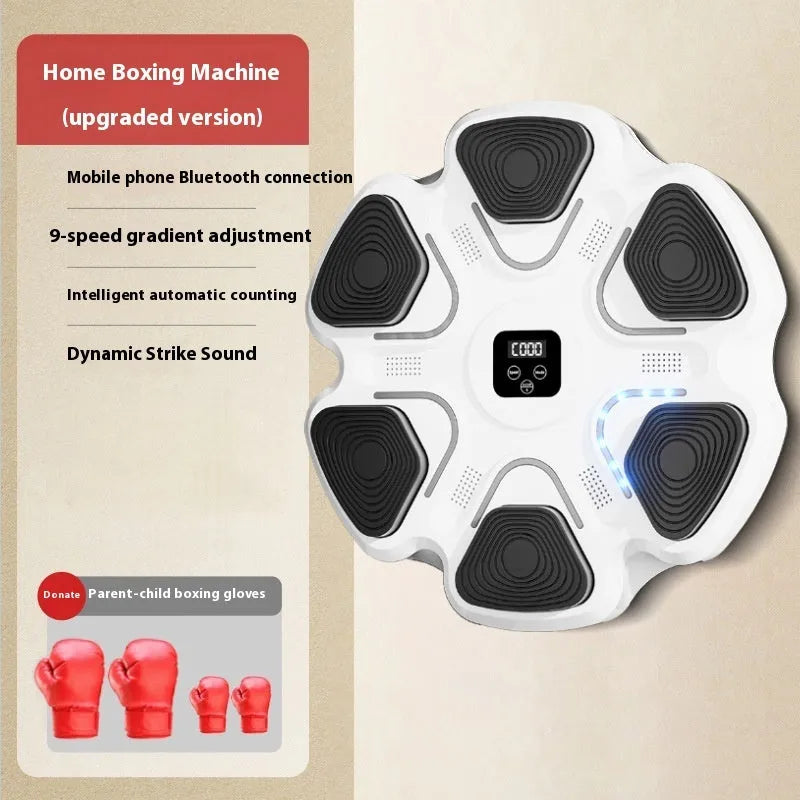 Smart music boxing machine wall target with 6 electronic reaction points and hanging design for home fitness training