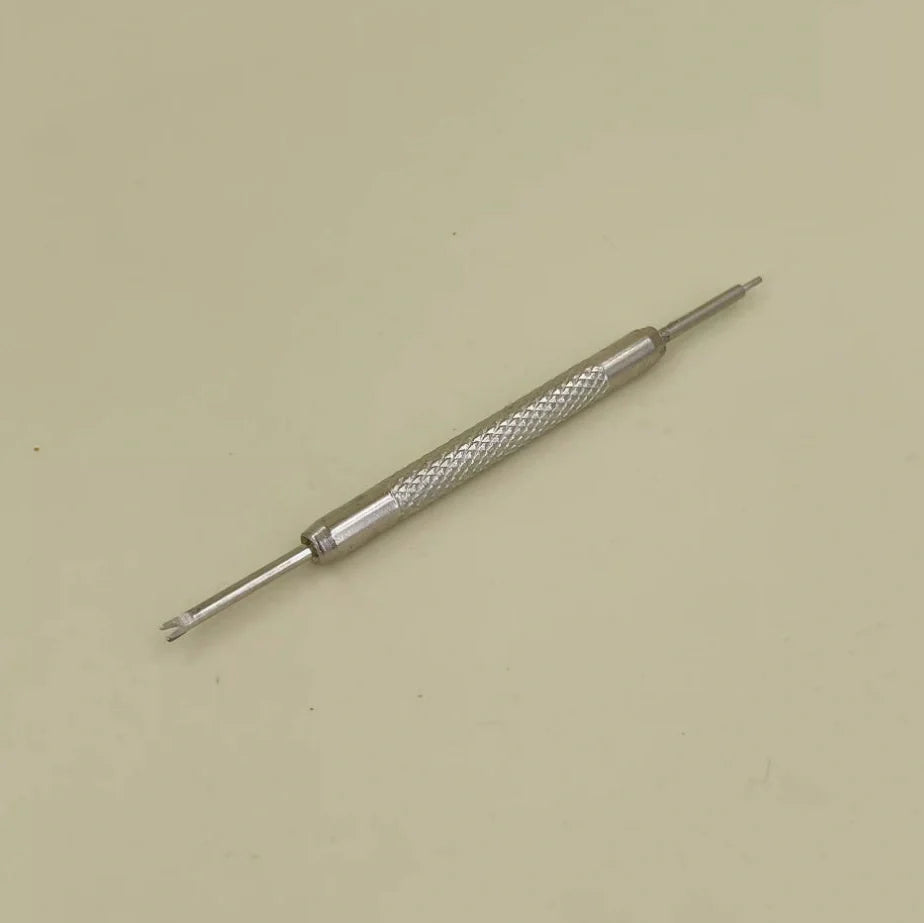 Silver stainless steel watch strap with double buckle closure showing eight width options from 10mm to 24mm