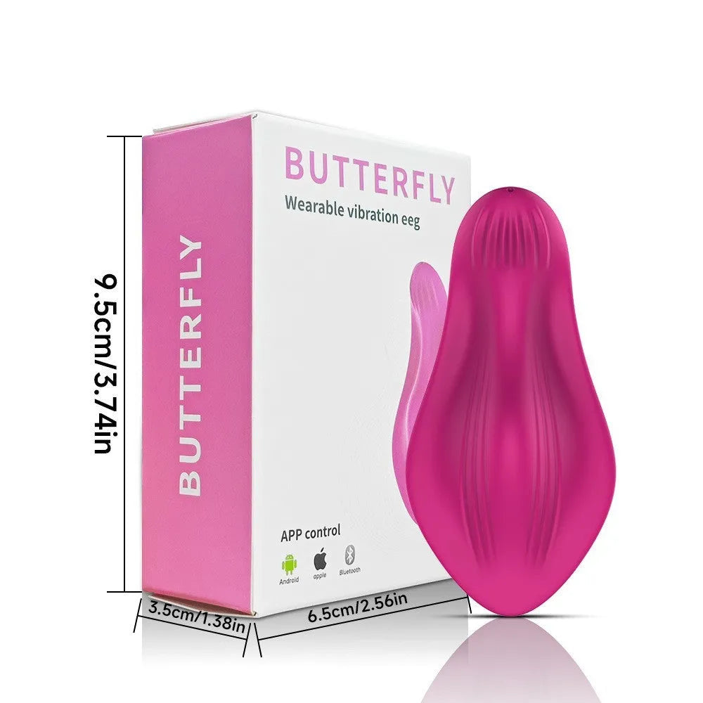 Rose Red wearable butterfly massager with APP control and USB charging port