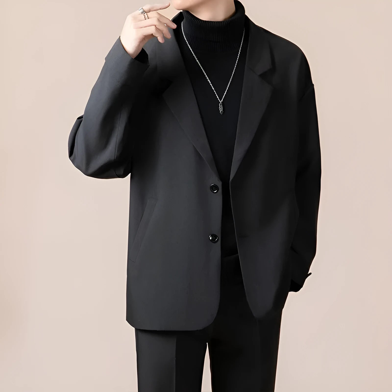 Casual loose-fit suit jacket in light business style, available in multiple colours and sizes.