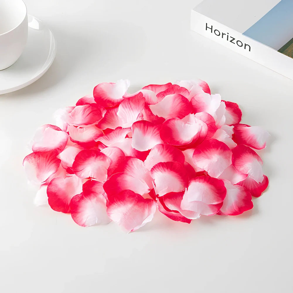 Pack of 100 high-quality silk simulated rose petals, 5cm size, in colours like rose red for wedding room scenes