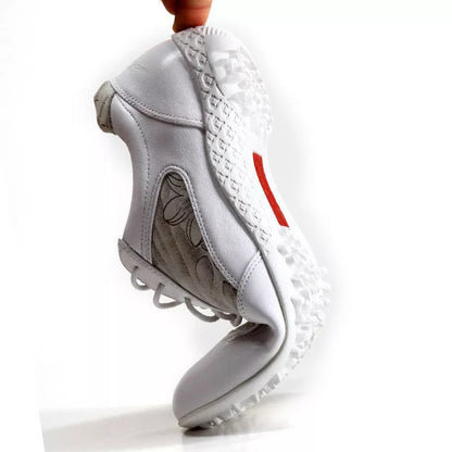 Women's lightweight leather sneakers in white and apricot with waterproof and non-slip features