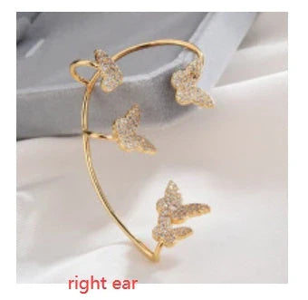 Stylish butterfly ear clips with sparkling zircon stones in gold and silver finishes