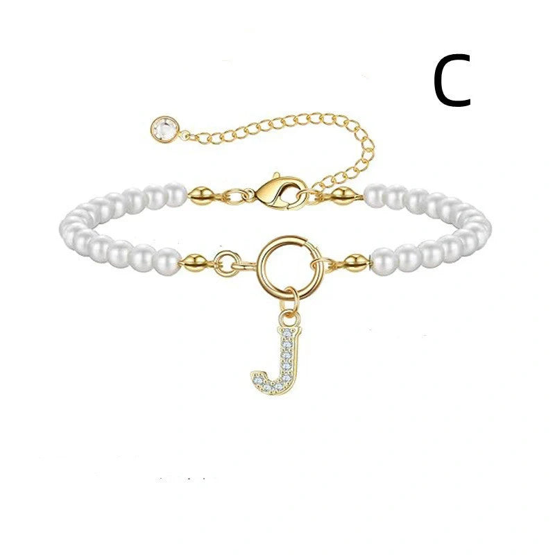 2024 fashion initial pearl bracelet for women with toggle clasp