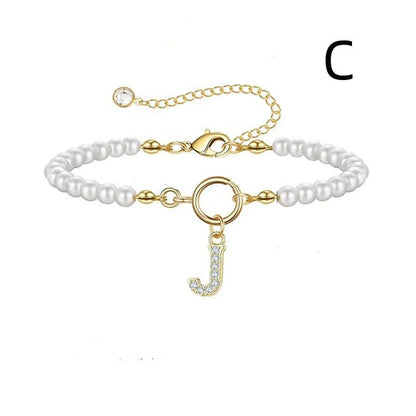 2024 fashion initial pearl bracelet for women with toggle clasp