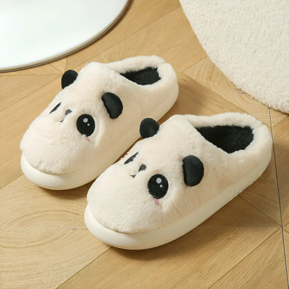 Panda cotton print toe ring slippers with a soft bottom and non-slip PVC sole.