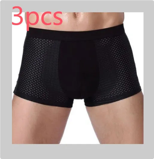 Men's modal boxer briefs with U convex design in dark blue colour showing breathable fabric texture