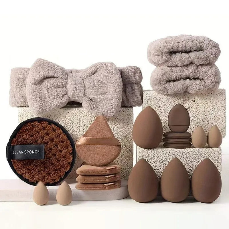 Hydrophilic non-latex beauty tools makeup brush set in pink, brown, or purple colour options