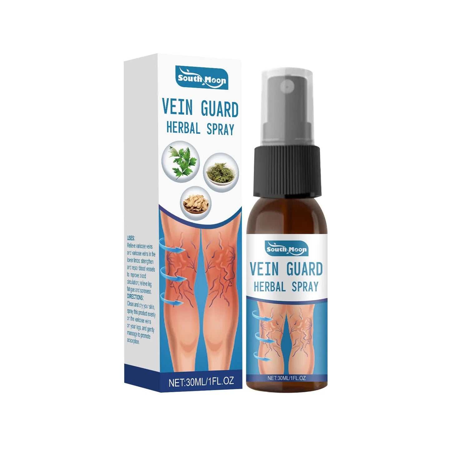 30ml bottle of Herbal Body Care Spray with spray nozzle, listing ingredients Menthol and Gardenia Fruit.
