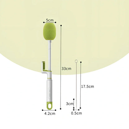 Long handle cup brush with 30cm reach for cleaning narrow bottles in orange and army green colours