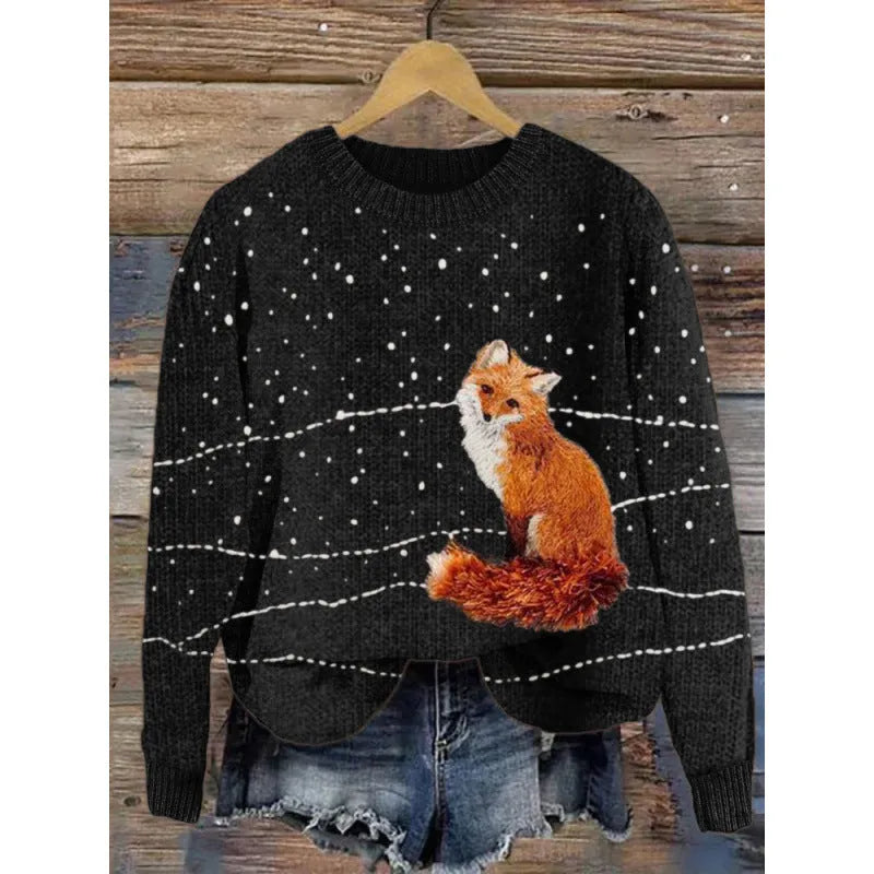 Round neck sweater with digital printed little flower pattern in various colours