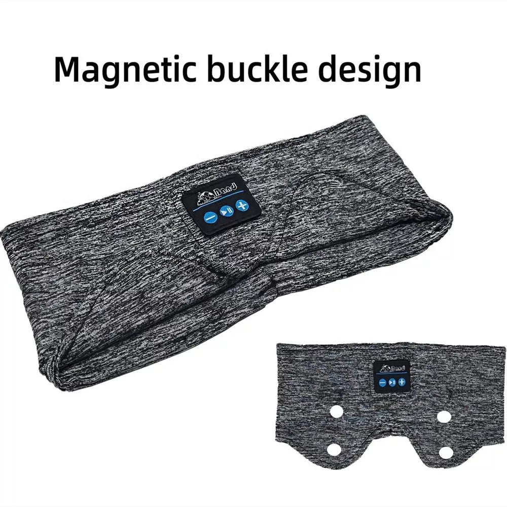 Bluetooth Music Headband with Sleep Scarf in black and gray