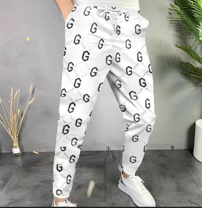 Men's plaid print straight-leg trousers in cotton blend, mid-waist fit, available S-XXXL with 2-3cm measurement allowance