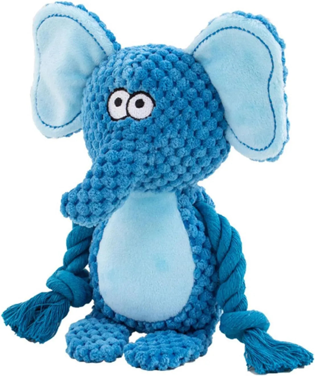 Interactive dog plush toy with squeaker, crinkle paper, and cotton rope in animal designs
