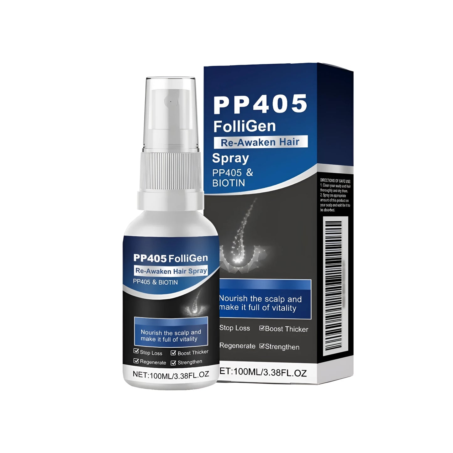 100ml hair nourishing spray bottle with botanical oil formula including ginger and rosemary