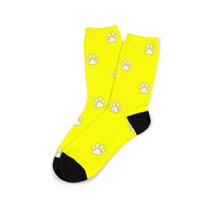 Personalised mid-calf photo socks with printed cartoon designs in multiple colour options