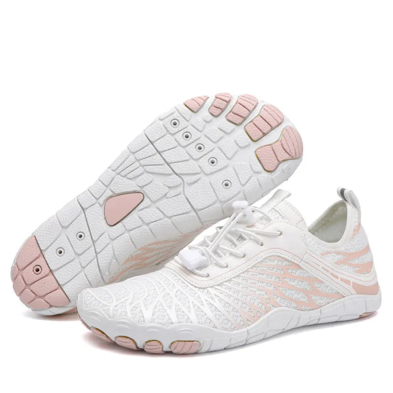 Men's outdoor sports shoes with lace-up front, breathable gauze lining, and non-slip rubber soles in multiple colour options