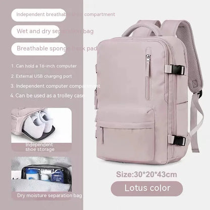 Large capacity waterproof mummy backpack in mint green colour with nylon material and 30-litre storage