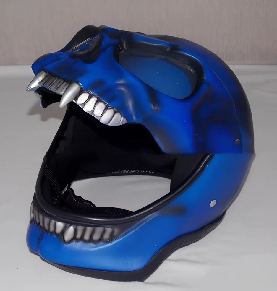 Latex Halloween skull head helmet mask in copper colour showing detailed facial features