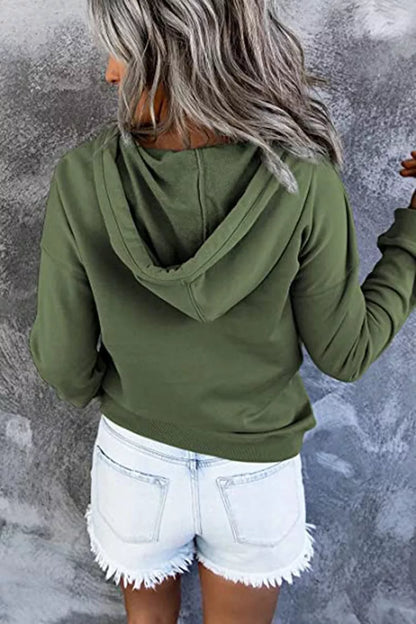 Women's long-sleeved hooded sweatshirt with pockets in various colors