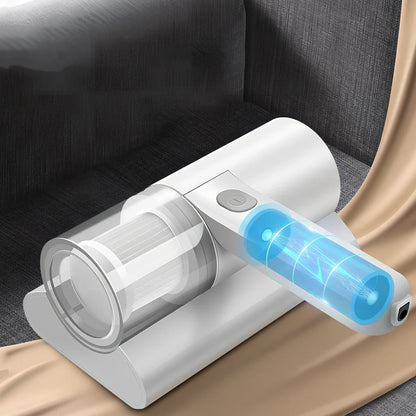 White wireless mite removal instrument with UV sterilisation for bedding cleaning