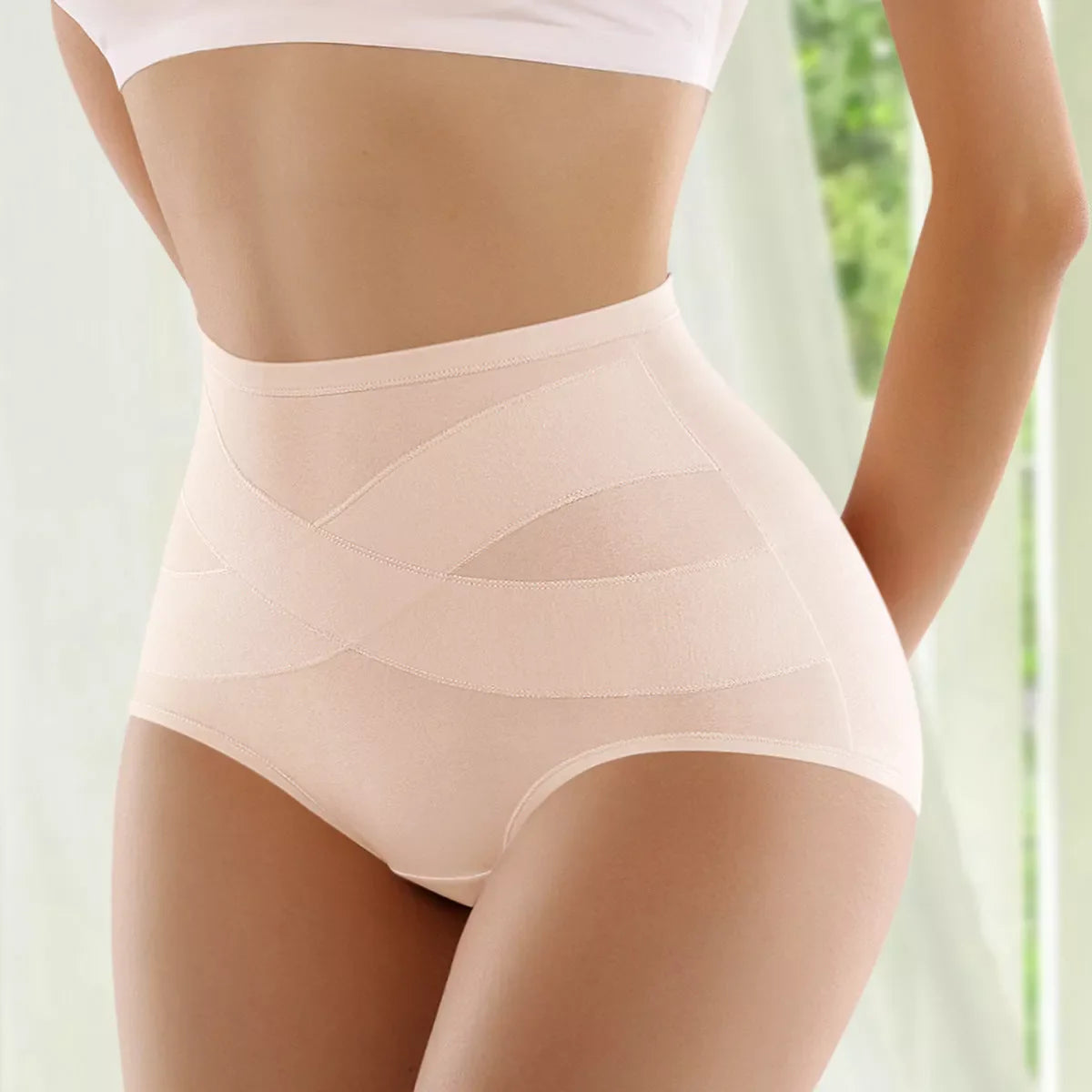 High Waist Shaping Briefs for Women in four colors: fruit green, skin color, black, and silver gray