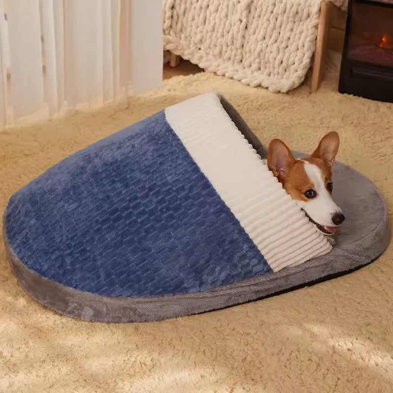 Blue removable cover dog sleeping bag nest bed for medium dogs
