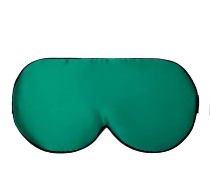 Double-sided mulberry silk eye mask showing 22cm by 11cm dimensions in navy blue colour