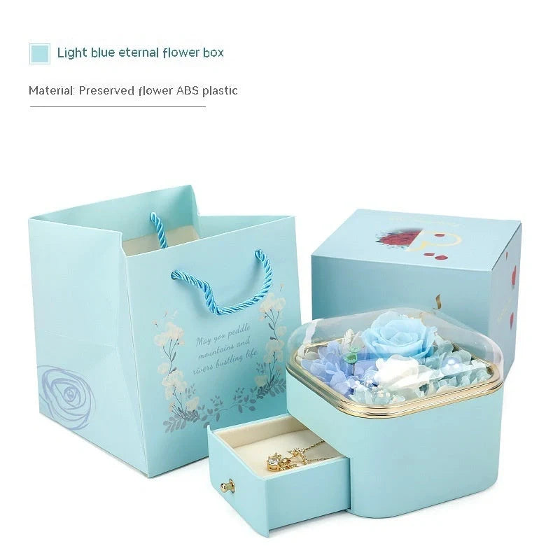 Valentine's Day Rose Flower Drawer Jewelry Box in various colors