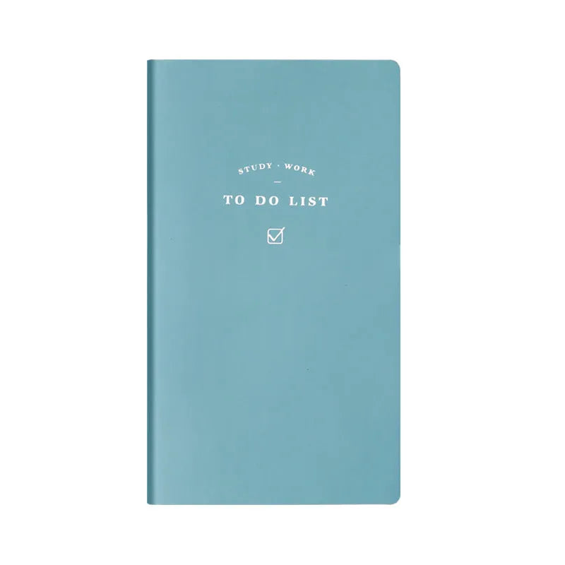 Simple style portable todolist notebook in blue, green, pink, or yellow with PU cover and 96 pages.