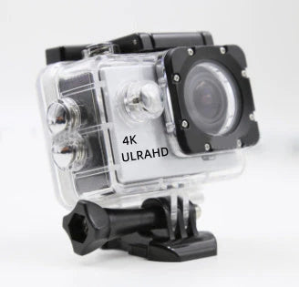 Rugged 4K waterproof action camera with wide-angle lens, perfect for outdoor adventures and water sports