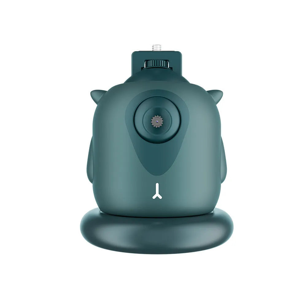 360 rotation intelligent follow-up gimbal with AI face recognition, dark green colour, showing built-in camera and 1/4 adapter