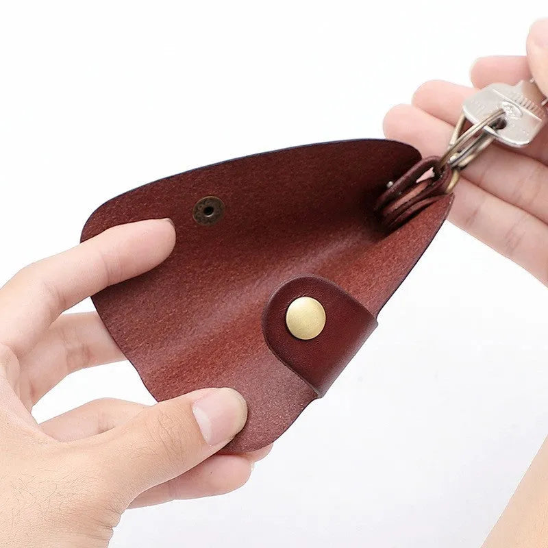 Handmade genuine leather car key storage bag in black, brown, coffee or purplish red