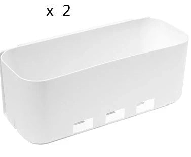 White retractable kitchen cabinet storage rack with hole-free design