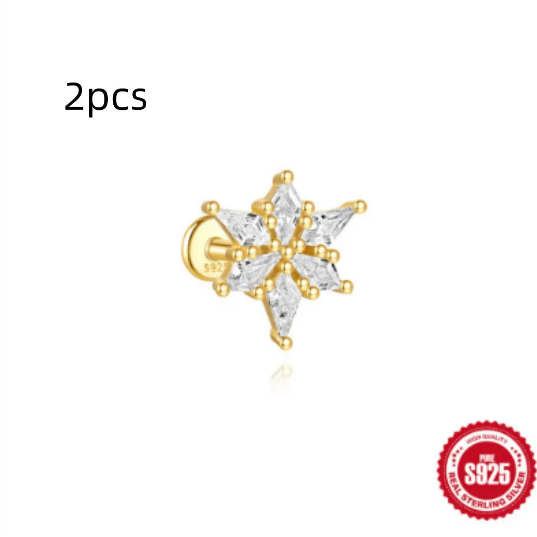 S925 sterling silver water drop shaped earrings with a flat spiral design in a gold electroplated finish.