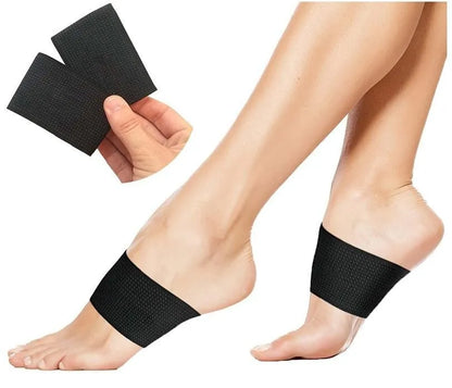 A pair of PU elastic arch support foot pads, shown in both heart style and ordinary plain style.