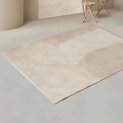 Rectangular Japanese cashmere carpet with striped pattern and non-slip backing in Veil F colour option