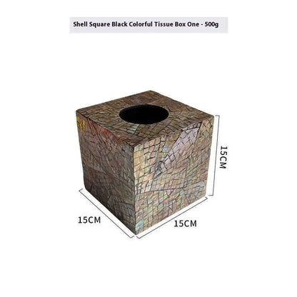 Natural shell tissue box with removable organisation compartment in modern simplicity design