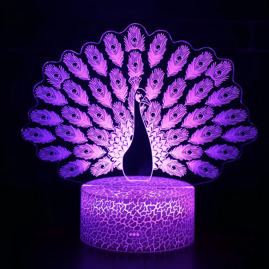 Acrylic 3D touch USB table lamp with colourful lighting on 9.5cm by 4cm ABS base