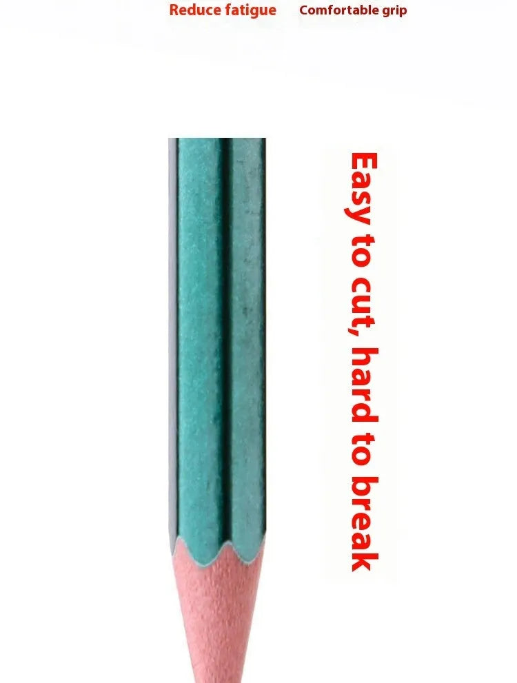 Pack of 10 green hexagonal wooden pencils with HB and 2B graphite cores for drawing and writing