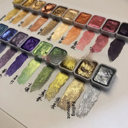 Traditional Chinese painting watercolour set with 20 tubes, including 5ml red and white gold, and 1ml warm and cold colours