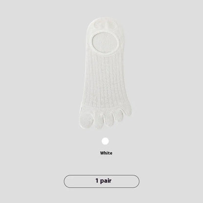 Men's five-finger invisible socks in modal fabric, shown in assorted colours including black, grey, and khaki.